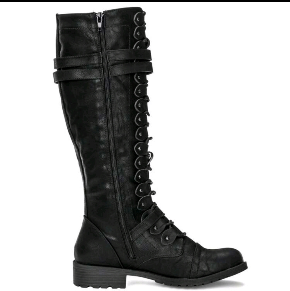 ■SOLDOUT■ NEW WIDE CALF KNEE-HI LACE-UP RIDING BOOTS - Picture 4 of 5